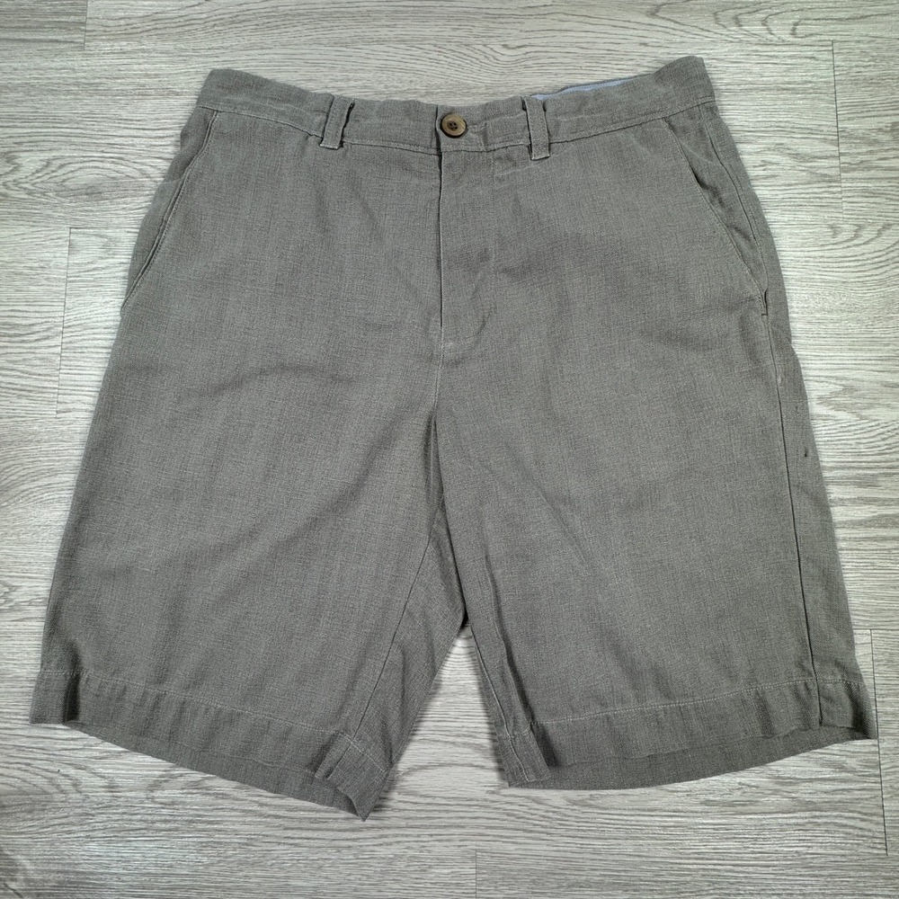 Tommy Bahama Mens Shorts Silk Cotton Blend Gray Size 30 Flat Front Casual